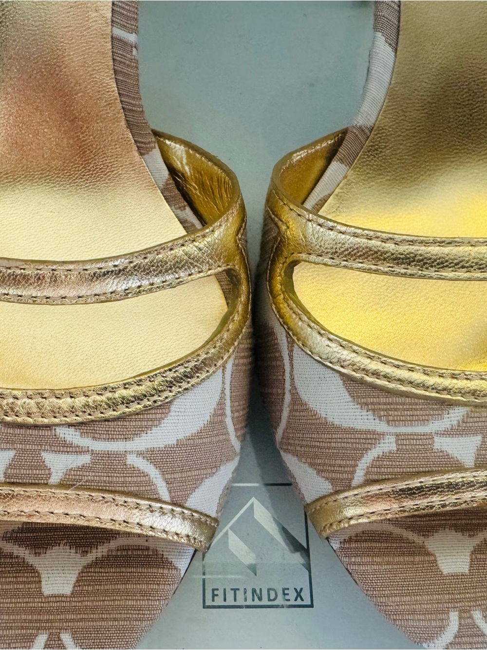 Coach Gold & Tan Signature Slip-On Mules - Picture 3 of 7